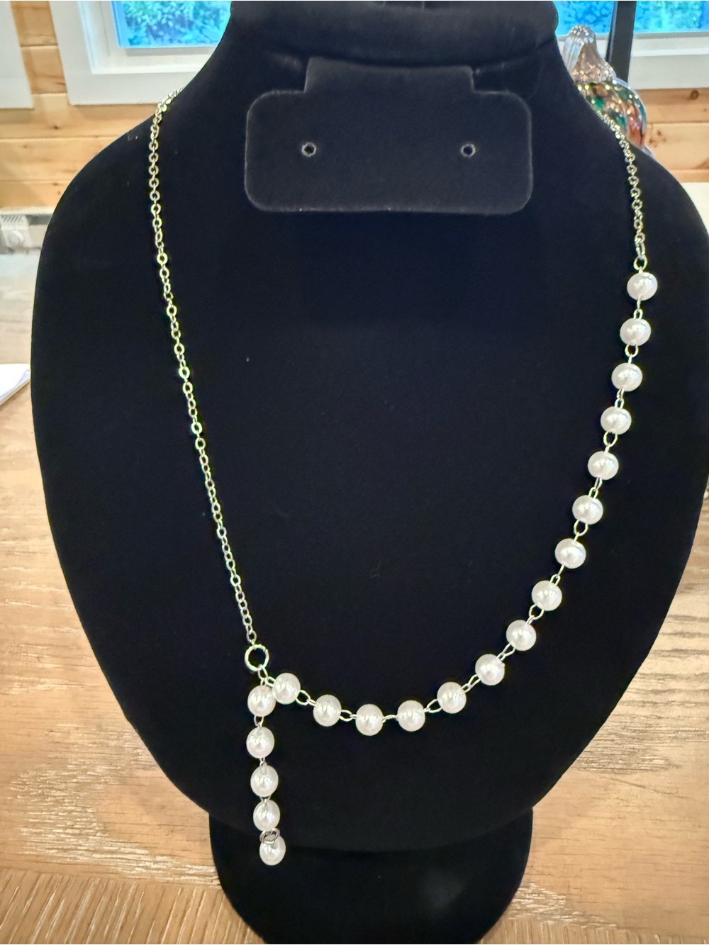 Anthropologie Pearl Beaded Y-Style Necklace - White